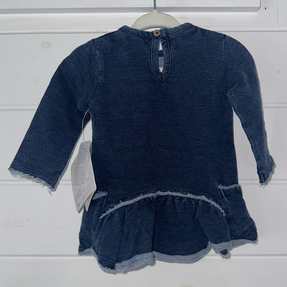 Burts Bees French Terry Knit Denim Wash Organic Cotton Super Soft Baby Dress NWT - Picture 7 of 13